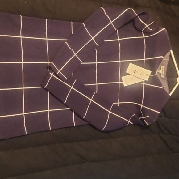 Bluoltre NWT Italian sweater dress checkered long sleeve knee length siz… - Picture 5 of 5
